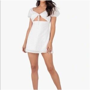 Kittenish eyelet cut out milk maid cottagecore coquette dress